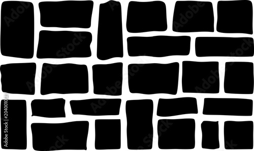 Black hand drawn doodle frame shapes set organic wavy rectangle border text box square quote bubble sticker element silhouette collection