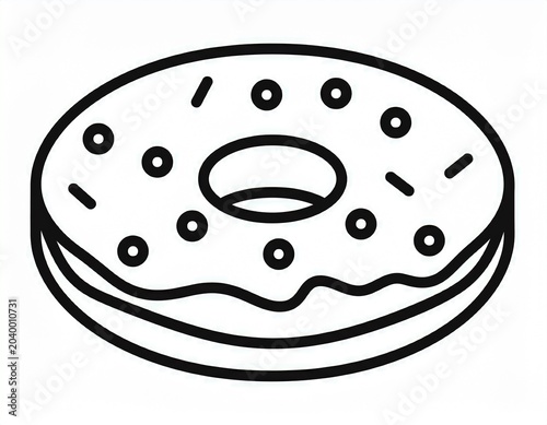 outline of a donut with sprinkles on a white background