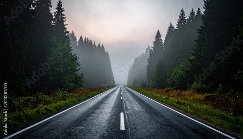 Eerie Road Through Forest - A Journey into the Unknown.