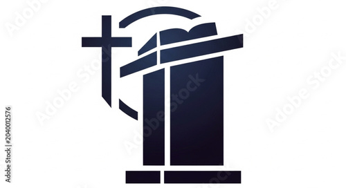 Photos Modern Christian Church Building Symbol with Cross and Arch.