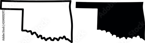 Quadro su tela Outline map of oklahoma state with filled panhandle region