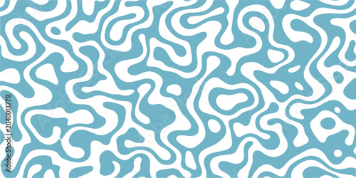 Canvas Print Blue fluid marble pattern with organic distorted shapes for contemporary graphic