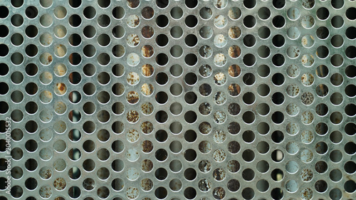 Full Frame Texture of a Perforated Metal Grate Sheet