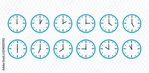 Tableau sur toile Time Clock Icon Vector Round Watch Dial with Hour and Minute Hands, Stopwatch
Fl