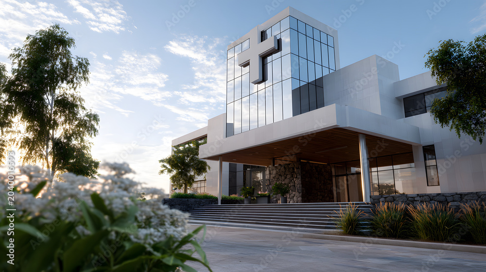 Obraz premium Modern Hospital Building Exterior Architecture
