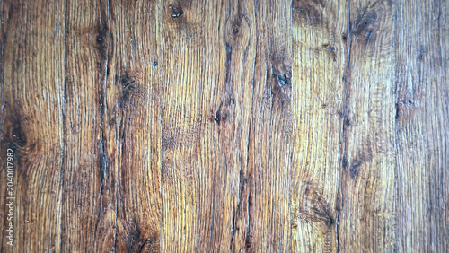 Schilderij op canvas A close-up view of rustic wooden planks showcasing unique grain patterns and textures