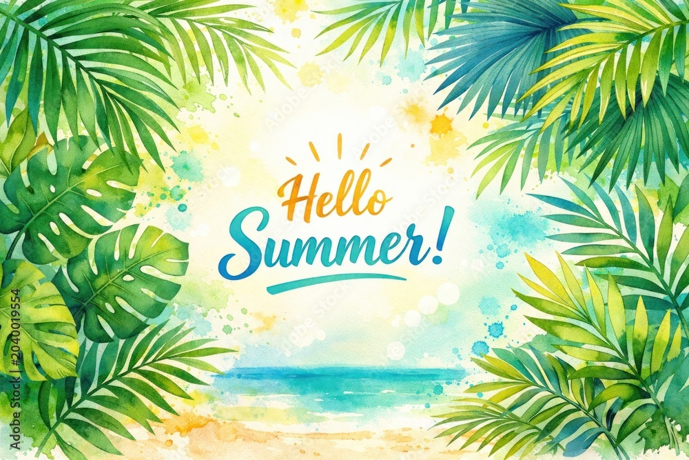 Fototapeta premium Tropical paradise greeting card