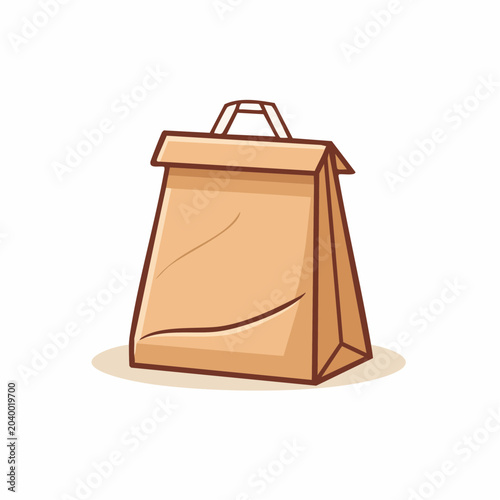 Brown paper lunch bag illustration