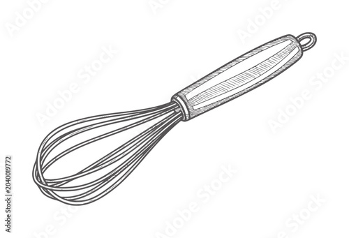 Foto Hand drawn of a wire whisk a white kitchen utensil cooking baking