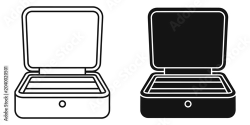 Bild auf Leinwand Open jewelry box with compartments against white background in minimal flat desi