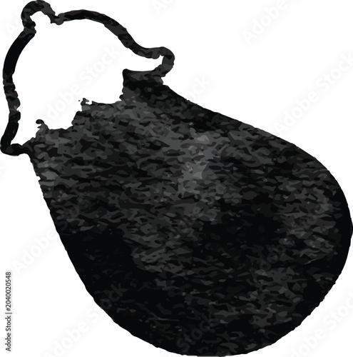 Watercolor eggplant vegetable icon in black