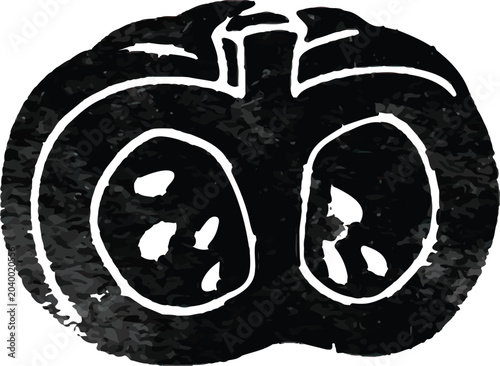 Watercolor pumpkin vegetable icon in black