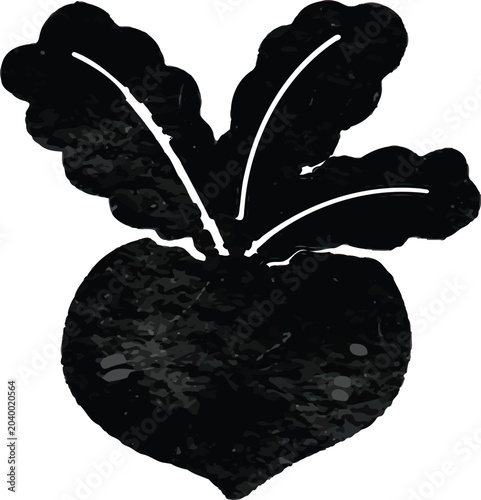 Watercolor radish vegetable icon in black