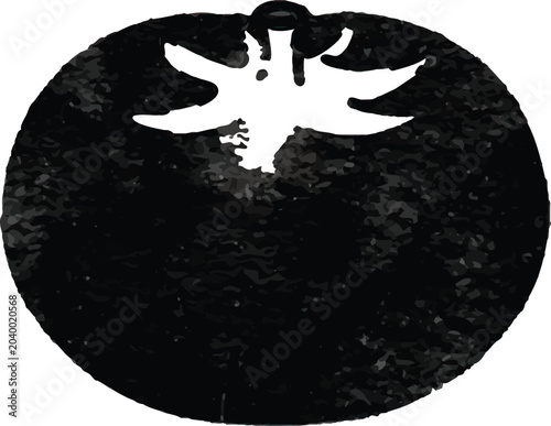 Watercolor tomato vegetable icon in black