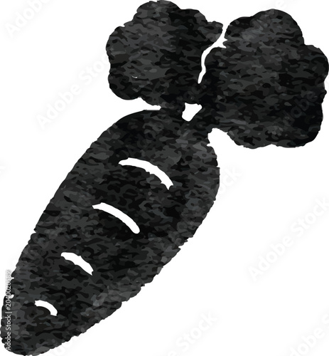 Watercolor carrot vegetable icon in black