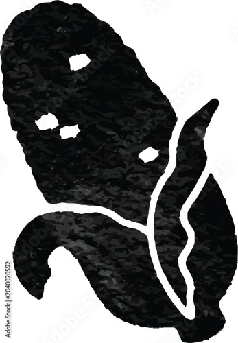 Watercolor corn vegetable icon in black