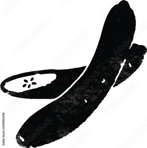Watercolor cucumbers vegetable icon in black