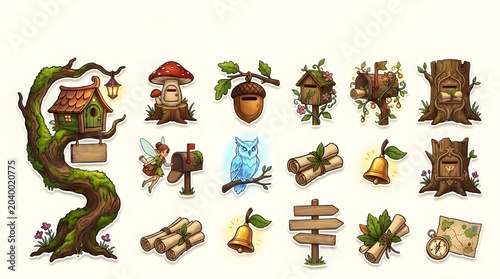 Fairy Mailbox Icons Set