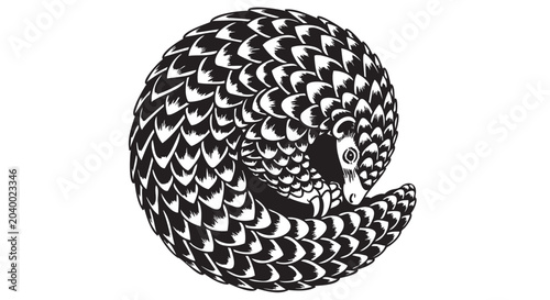 Foto Pangolin vector illustration, black and white animal design, wildlife icon, enda