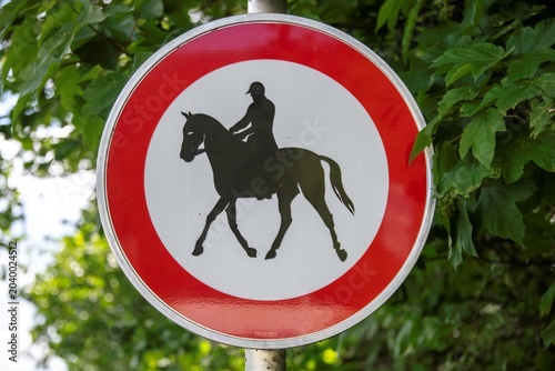no horse riding traffic sign in a public park in Austria