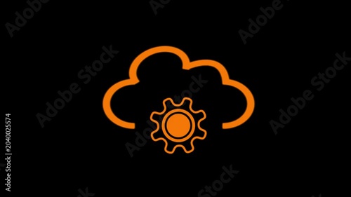 Cloud gear icon animation. Isolated on a black background.
