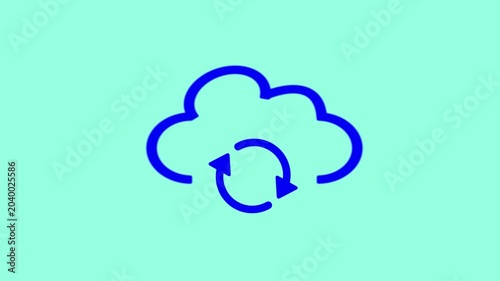 Cloud refresh icon animation. Isolated on a black background.