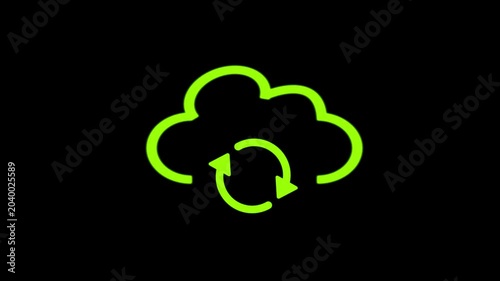 Cloud refresh icon animation. Isolated on a black background.