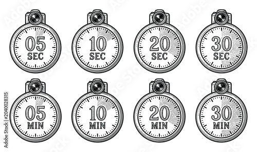 Foto Vintage stopwatch collection: seconds and minutes timers