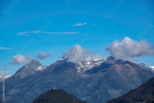 view at the Grossglockner mountain range in a distance from the Carinthia side