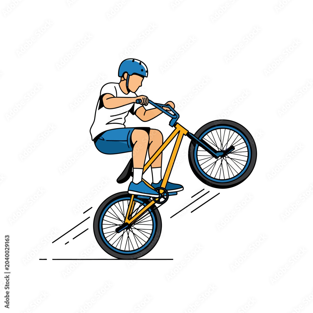 Naklejka premium BMX Bicycle Rider Performing Stunt Illustration