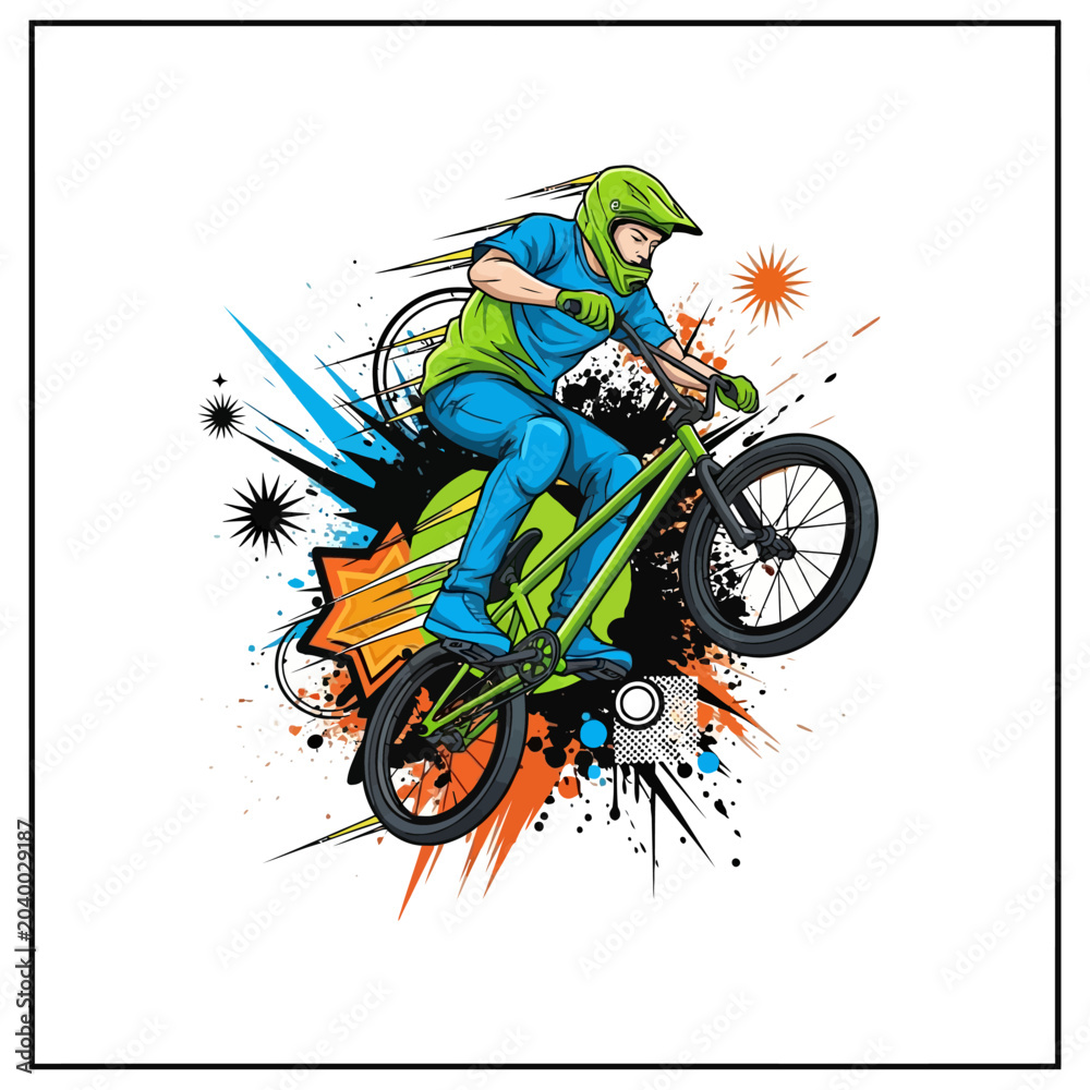 Naklejka premium BMX Rider Freestyle Illustration - Vector Graphic for Design