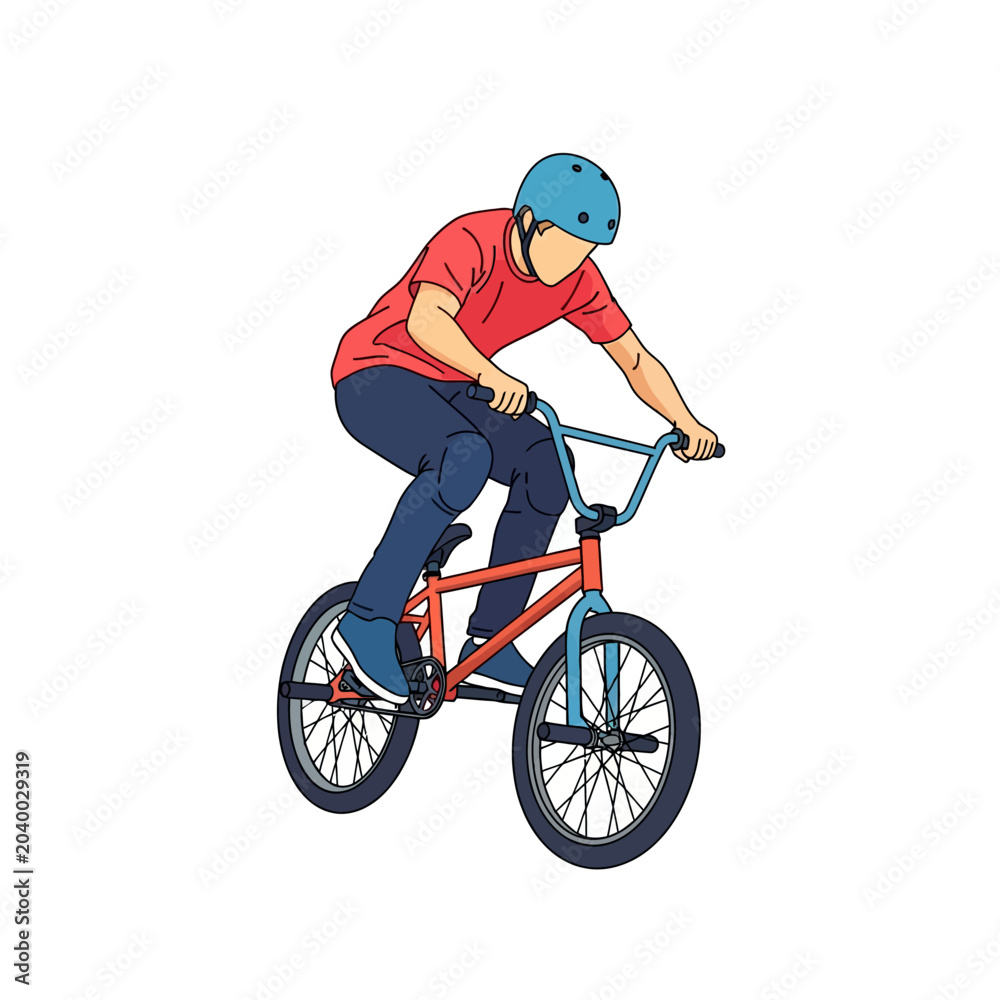 Naklejka premium BMX Rider Performing Trick - Vector Illustration on White Background