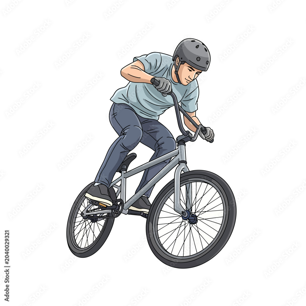 Naklejka premium BMX Rider Performing Trick Isolated on White
