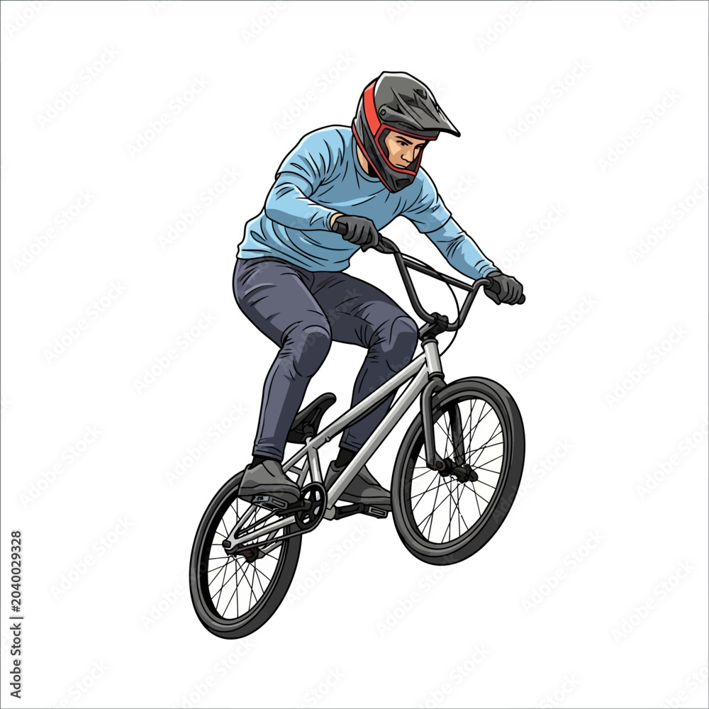 Naklejka premium BMX Rider Performing Stunt Isolated - Action Sports Illustration