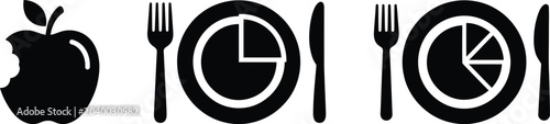 Foto Silver flatware icons on dark background showing fork, spoon, knife and circle u