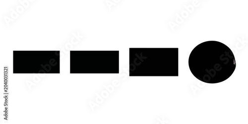 Canvas-taulu Minimalist graphic illustration representing the Morse code sequence for the letter 'S' using black squares and a circle on a clean white background