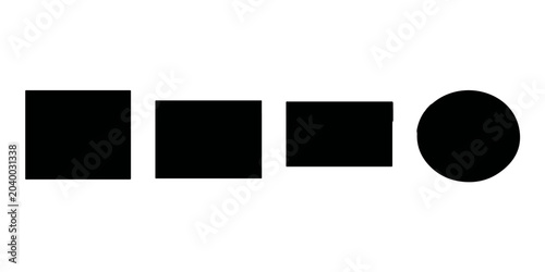 Foto Three black squares and one black circle arranged in a horizontal line against a white background
