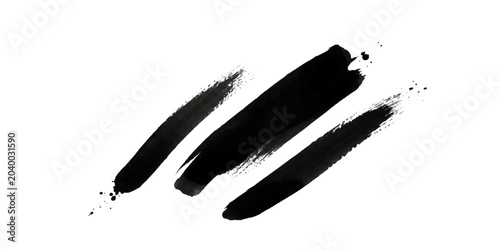 Tablou pe pânză Abstract black ink strokes on a white background evoke a sense of dynamic movement and artistic expression, suggesting a raw, unrefined energy