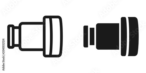 Fotografía Telescope icon in outline and solid fill on white background for scientific disc
