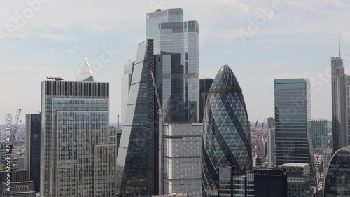 London Financial District Skyline Featuring The Gherkin and Modern Skyscrapers