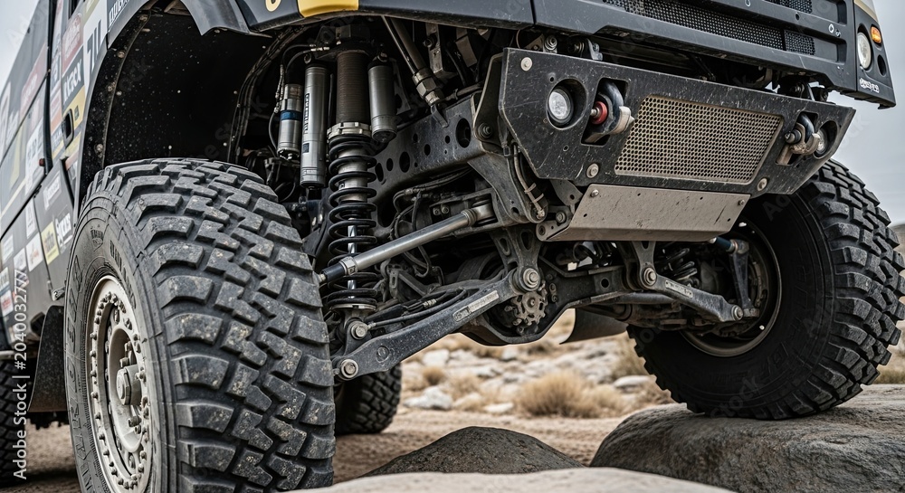 Fototapeta premium Close-up of 4x4 vehicle suspension.