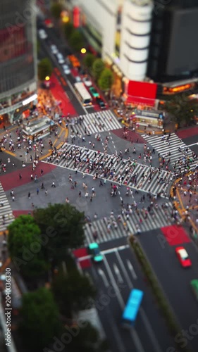 Time Lapse of the famous Shibuya Crossing in Tokyo Japan. Vertical Video.