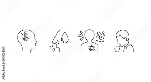 Foto illness symptom icons set line style silhouette