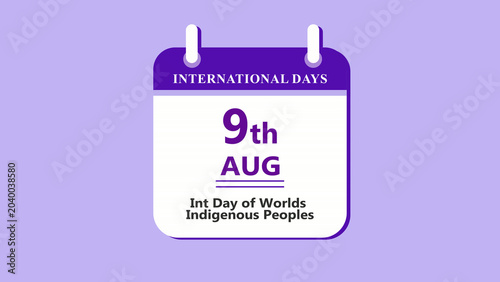Schilderij op canvas Indigenous culture calendar interface featuring 9th August International Day of