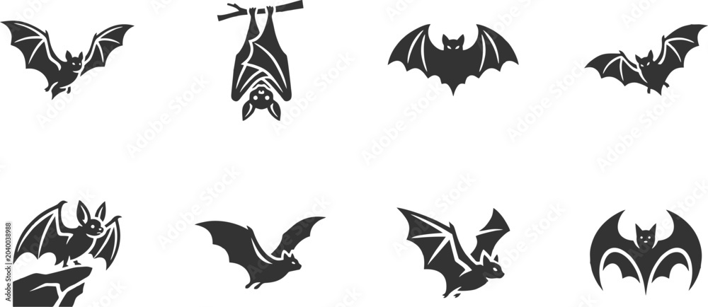 Fototapeta premium Halloween vampire bat silhouette shapes vector illustration