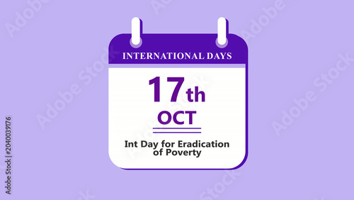 Photos Poverty awareness calendar interface showing 17th October International Day for