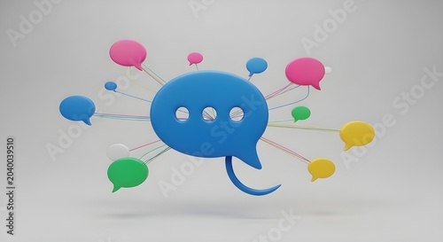 Colorful Speech Bubbles Network, Communication Concept, Social Media Chat Icons, Digital Dialogue Elements