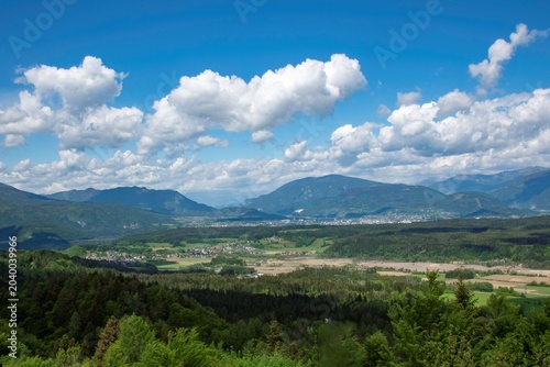distant view of the landscape around the Carinthia city of Villach in Austria
