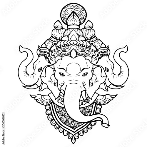 ภาพลายไทยช้างสามเศียร