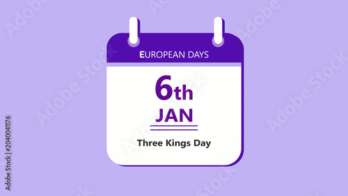 Konstfotografi Religious celebration calendar interface featuring 6th January Three Kings Day w